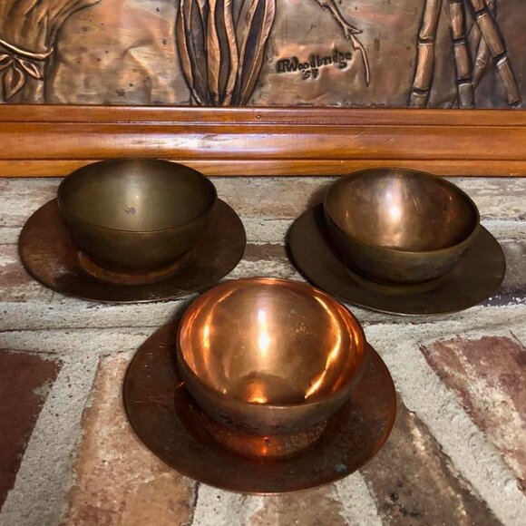 Vintage Chinese copper bowl & saucer - Picture 1 of 14